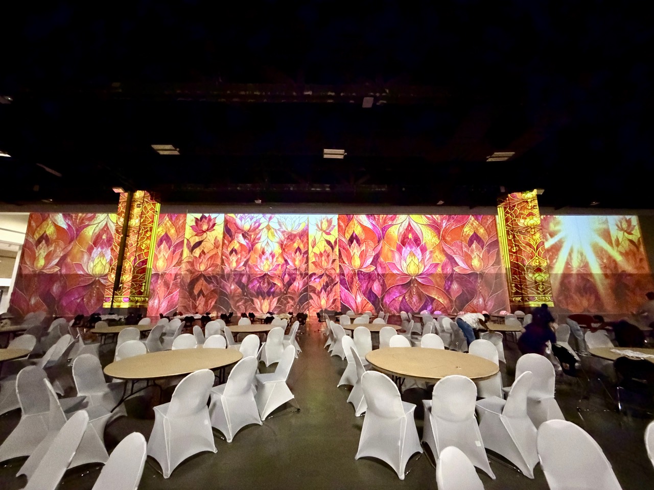 Large-scale floral visuals for a seated event