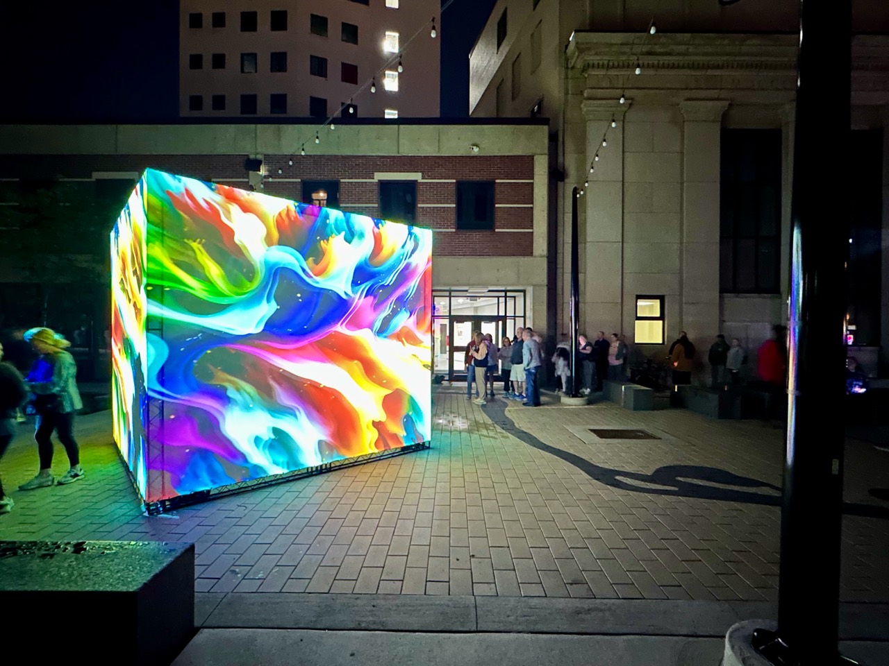 The Cube at an outdoor evening event